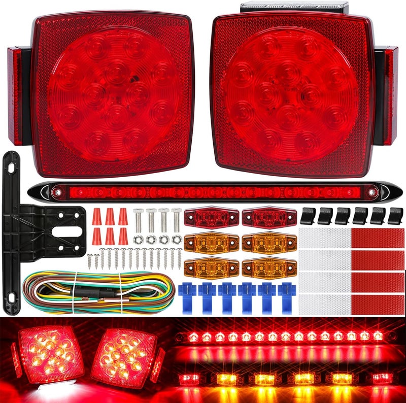 LINKITOM Submersible LED Trailer Tail Light Kit, Super Bright Brake Stop Turn Reverse Tail License Lights for Under 80 Inch Trailer Boat Utility Trailer Marine Camper RV - Image 1